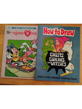 Vtg How to Draw Ghosts, Goblins, and Witches New AND Minnie 'n Me Coloring Book